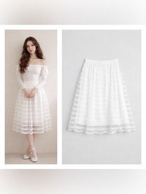 Womens Tulle Balletcore Skirt Size Large Sheer Coquette Fairy Soft Girl Flowy